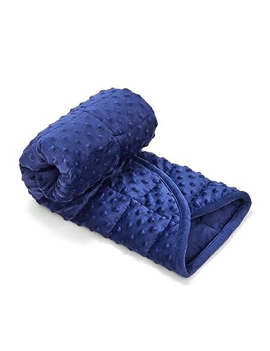 TONGDADA Weighted Lap Blanket 7lbs for Adult,Perfect for Relaxation, Lounging, Napping, Sleeping & Travel,Luxury Minky Weighted Body Blanket,Weighted Throw Blanket-Navy Minky Dot, 29" x 24" - Image 2