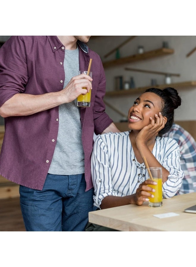 شفاطات بامبو قابلة لإعادة الاستخدام مع فرشاة تنظيف – شفاطات طبيعية عضوية 100% صديقة للبيئة للمشروبات الساخنة والباردة، العصائر، السموثي، القهوة، الشاي، الكوكتيلات – شفاطات متينة وعديمة الطعم والرائحة، بديل صحي للبلاستيك – عبوة 4 قطع للكبار والأطفال - Image 2