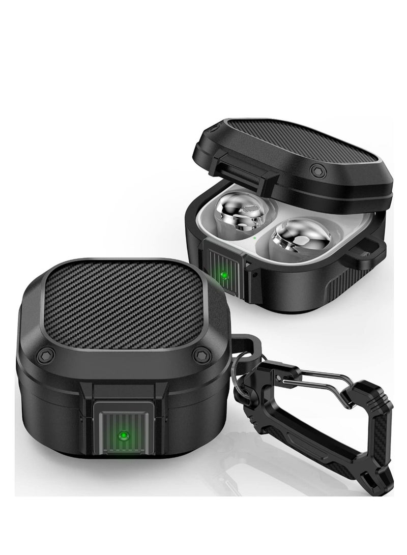 Captaintech Upgrade Secure Lock Armor Cover Case  for Samsung Galaxy Buds 2 Pro Case(2022) /Galaxy Buds Pro Case(2021) /Galaxy Buds 2 Case (2021) /Galaxy Buds Live Case(2020)-Black - Image 1