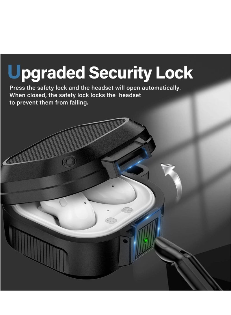 Captaintech Upgrade Secure Lock Armor Cover Case  for Samsung Galaxy Buds 2 Pro Case(2022) /Galaxy Buds Pro Case(2021) /Galaxy Buds 2 Case (2021) /Galaxy Buds Live Case(2020)-Black - Image 3