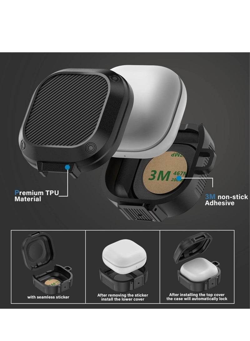 Captaintech Upgrade Secure Lock Armor Cover Case  for Samsung Galaxy Buds 2 Pro Case(2022) /Galaxy Buds Pro Case(2021) /Galaxy Buds 2 Case (2021) /Galaxy Buds Live Case(2020)-Black - Image 4