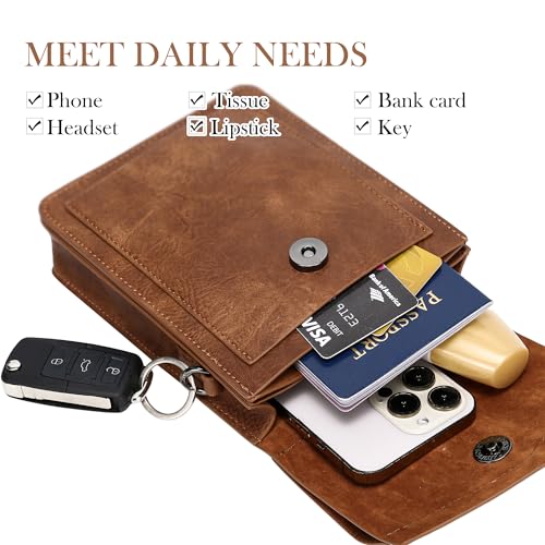INICAT Small Crossbody Bags for Women Unique Gifts for Teenage Girl Cell Phone Purse Cross Body Bag For Woman Wallet Purse(Brown) - Image 4
