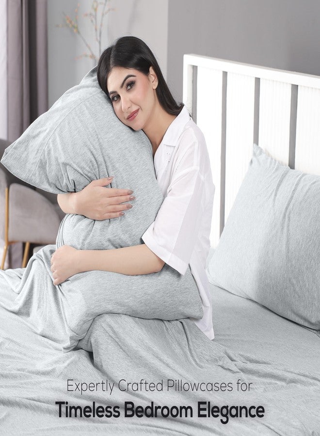 Utopia Bedding Queen Sheet Set - Jersey Knit Sheets 4 Piece - Cotton - Soft T-Shirt Stretchy Sheets (Heather Light Grey) - Image 5