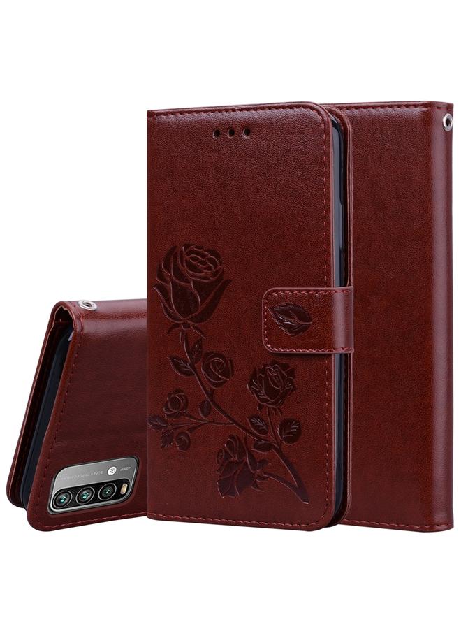 Case For Xiaomi Poco M3 Rose Embossed Horizontal Flip PU Leather Case with Holder & Card Slots & Wallet