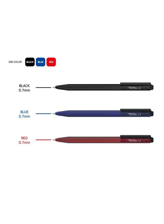 Monami Trifis (Triffis) Oil-Based Ballpoint Pen 0.7Mm Set Of 5 Ink-Red 1, Blue 1, Black 3  - Image 3