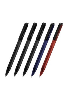 Monami Trifis (Triffis) Oil-Based Ballpoint Pen 0.7Mm Set Of 5 Ink-Red 1, Blue 1, Black 3  - Image 1