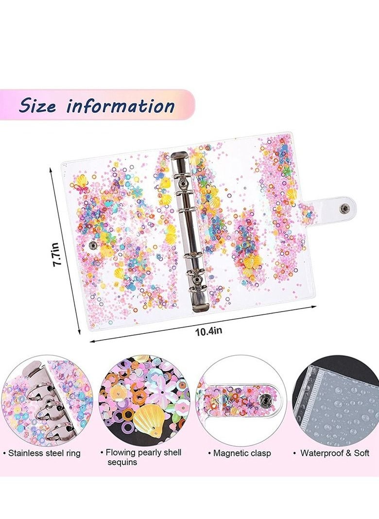 A6 PVC Binder Pocket Set Budget Planner Notebook with 12pc Expense Budget Sheets,1 Clear Zipper Cash Envelope,1  Sheet Sticker,1 Soft Ruler