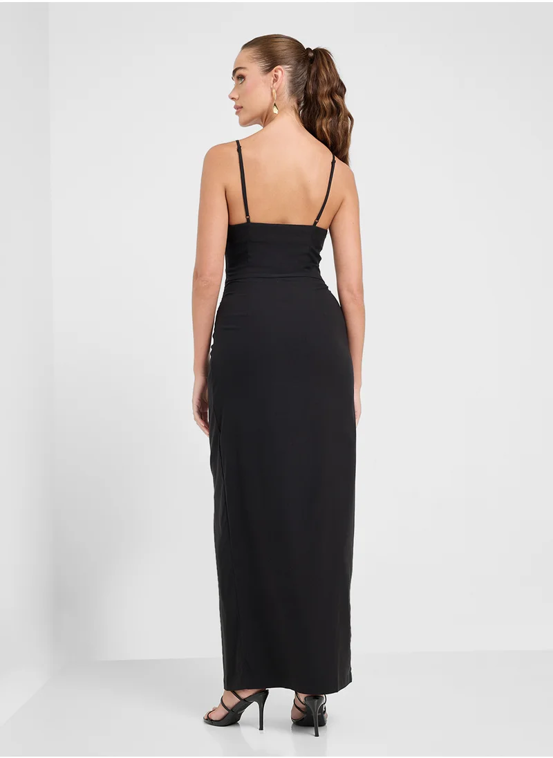 جينجر Satin Slip Dress With Slit