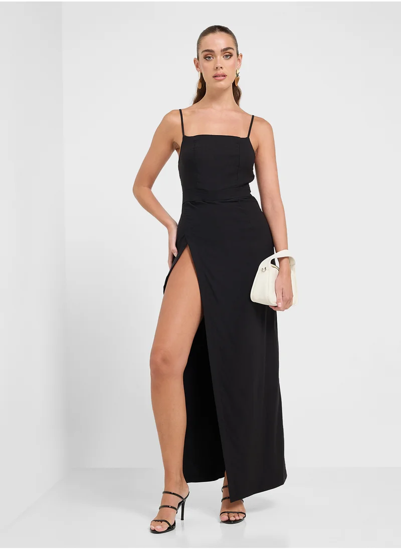 جينجر Satin Slip Dress With Slit