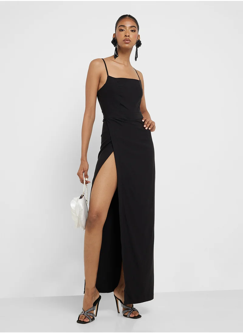 جينجر Satin Slip Dress With Slit