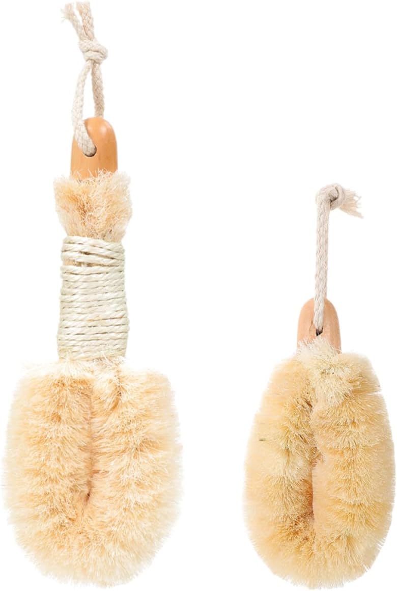 2pcs Natural Sisal Fiber Exfoliating Shower Body Brushes Large and Small Dry Skin Scrubbers for Effective Skin Exfoliation and Circulation Stimulation in Bath - Image 1