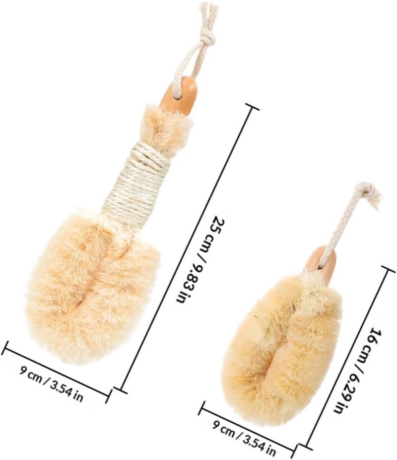 2pcs Natural Sisal Fiber Exfoliating Shower Body Brushes Large and Small Dry Skin Scrubbers for Effective Skin Exfoliation and Circulation Stimulation in Bath - Image 2