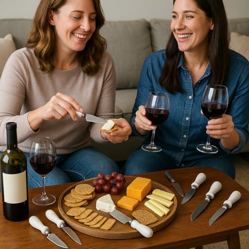 Creative Home 4-Piece Cheese Knife Set with Natural Marble Handle, Stainless Steel Cutter for Soft and Hard Cheeses, Charcuterie Board Accessories, 2" W x 5.3" L (Color may vary) - Image 3