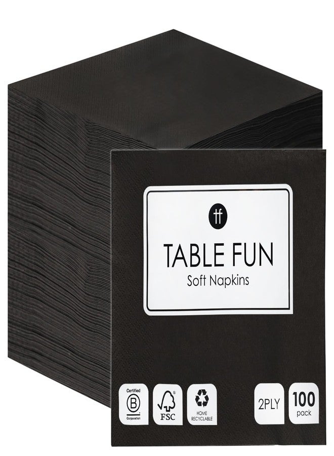 Talking Tables 100 x Bulk Pack Soft Black Paper Napkins, Disposable Party Serviettes for Birthday, Christmas, Weddings, Catering, Everyday Tableware, Recyclable Made in EU, 2ply 33cm - Image 1