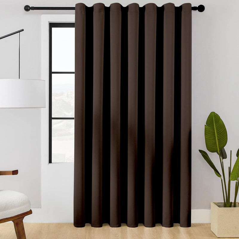 ChrisDowa Room Divider Curtain 90 Inches Long  Wide Blackout Sliding Door Curtain for Bedroom  Room Darkening Privacy Window Curtain for Patio Door (1 Panel Set  Brown  100 x 90 Inch) - Image 1
