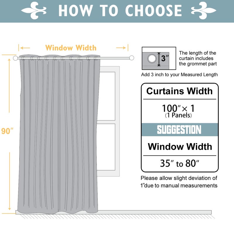ChrisDowa Room Divider Curtain 90 Inches Long  Wide Blackout Sliding Door Curtain for Bedroom  Room Darkening Privacy Window Curtain for Patio Door (1 Panel Set  Brown  100 x 90 Inch) - Image 5
