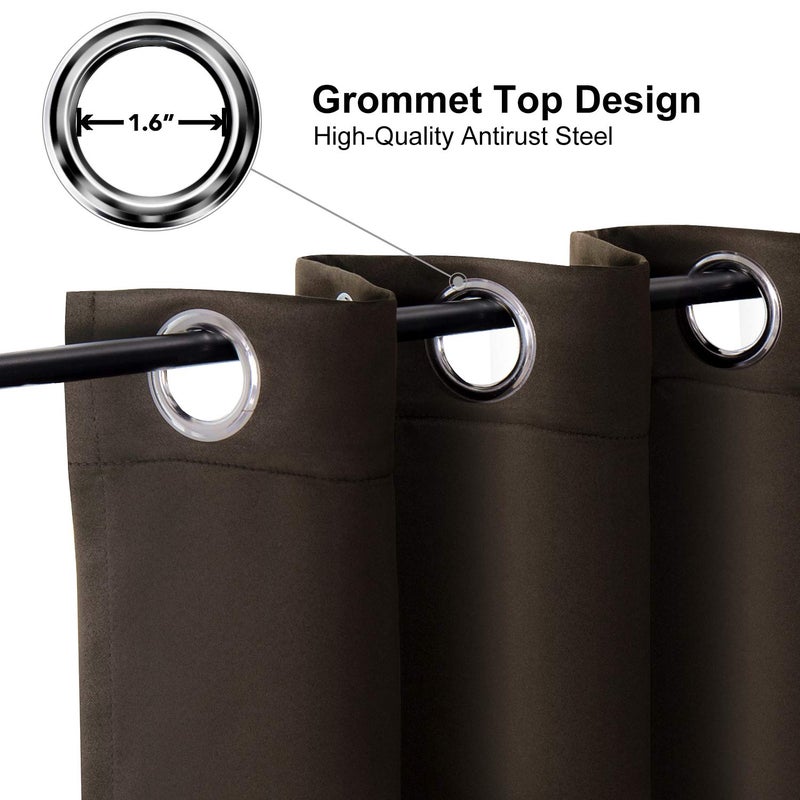 ChrisDowa Room Divider Curtain 90 Inches Long  Wide Blackout Sliding Door Curtain for Bedroom  Room Darkening Privacy Window Curtain for Patio Door (1 Panel Set  Brown  100 x 90 Inch) - Image 3