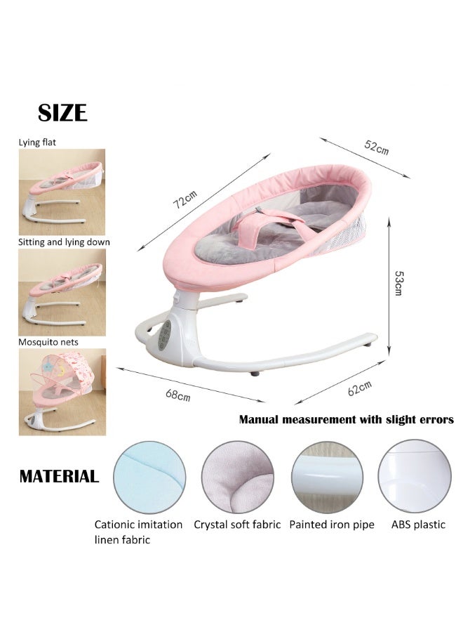 Electric Baby Swing Multifunctional Baby Cridle with Remote Control for 0-18 Months Newborn, Infant, Toddler Portable Baby Rocking Chair with Mosquito Net for Indoor Outdoor (Pink) - Image 2