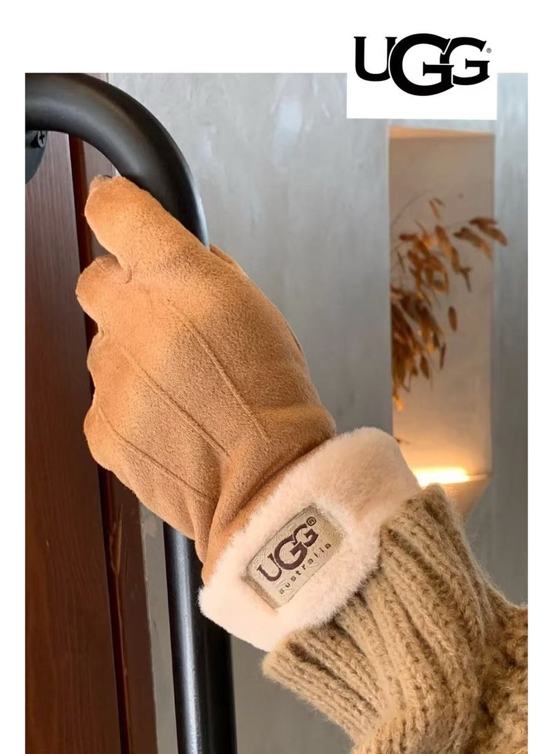 UGG brown plush gloves - Image 1