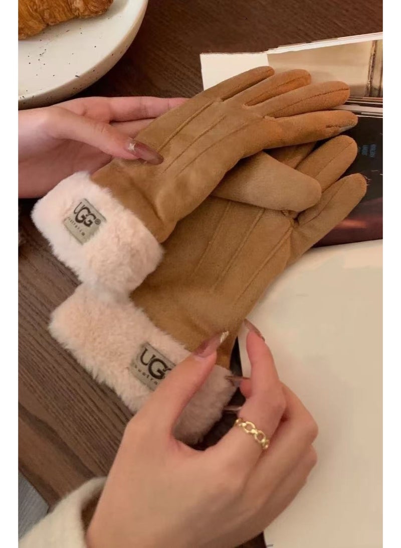 UGG brown plush gloves - Image 5