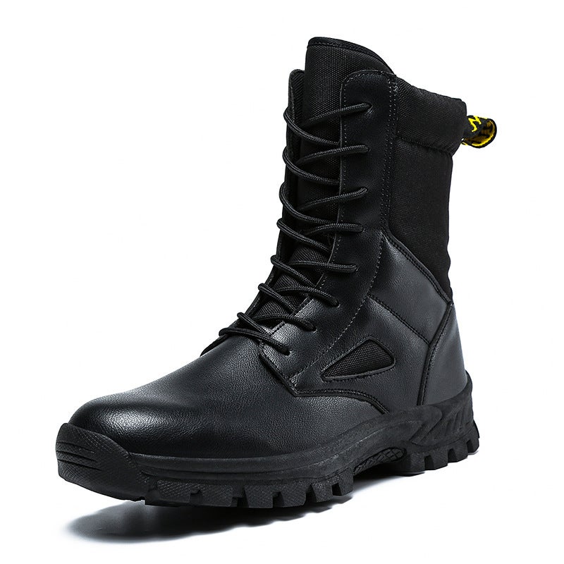 Winter Black Flat Heel Casual Viscose Shoes Martin Boots Leather Cloth Stitching Round Head Snow Boots - Image 1