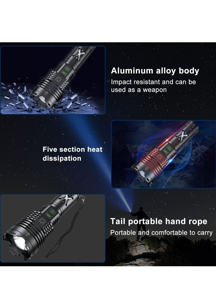 Light 250,000 Lumens Brightest LED Tactical Flashlight Zoomable, Waterproof, Dustproof with 6 Modes for Desert Camping and Emergencies  - Image 2