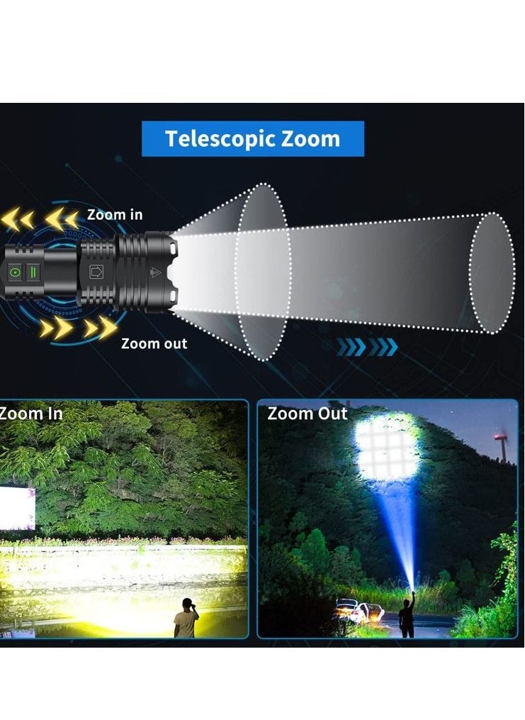 Light 250,000 Lumens Brightest LED Tactical Flashlight Zoomable, Waterproof, Dustproof with 6 Modes for Desert Camping and Emergencies  - Image 3