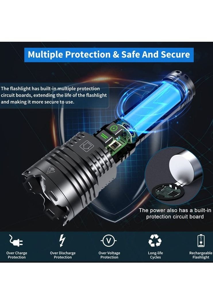 Light 250,000 Lumens Brightest LED Tactical Flashlight Zoomable, Waterproof, Dustproof with 6 Modes for Desert Camping and Emergencies  - Image 1