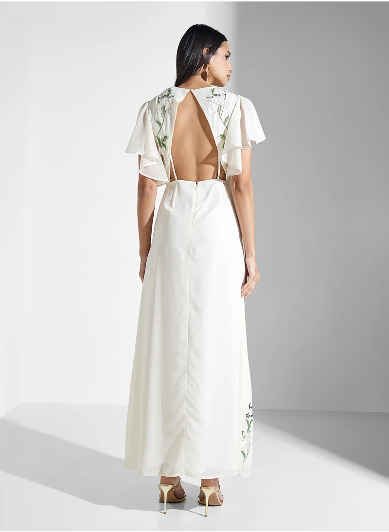 Hope & Ivy Bridal Embellished Backless Maxi Dress