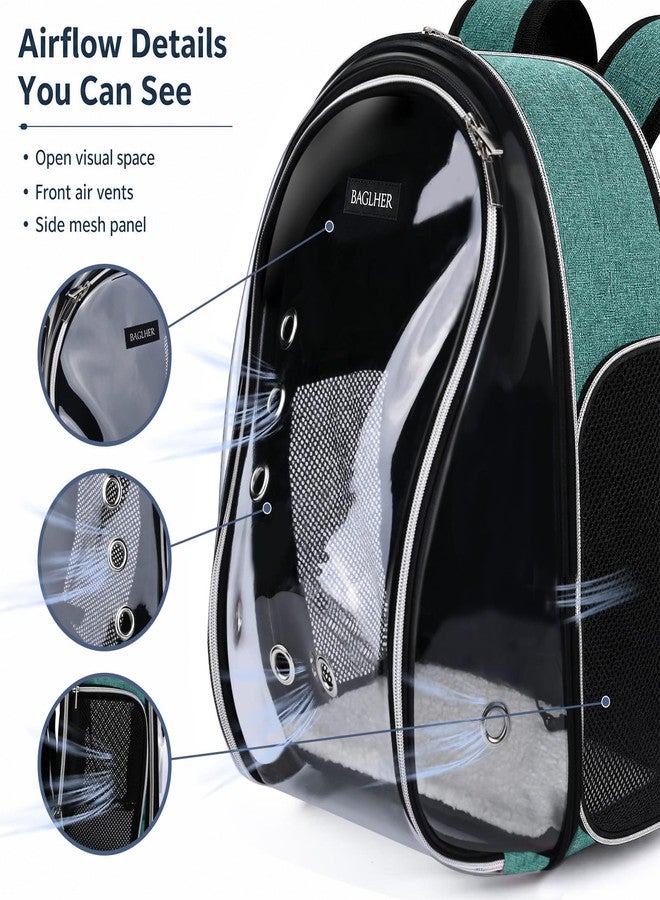 BAGLHER Cat Carrier Backpack Bubble - Fit Up to 18 Lbs - Airline-Approved Dog Backpack Carrier for Small Pets Puppies Dogs Bunny, Space Capsule Dog Carrier Backpack for Travel Outdoor Hiking, Green - Image 4