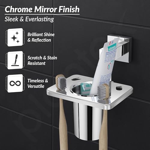 Plantex 304 Grade Stainless Steel Tooth Brush Holder/Tumbler Holder/Bathroom Accessories - Splash (Chrome) - Image 5
