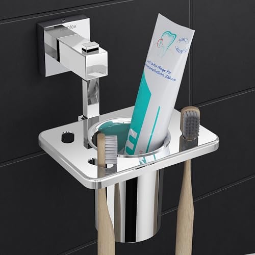 Plantex 304 Grade Stainless Steel Tooth Brush Holder/Tumbler Holder/Bathroom Accessories - Splash (Chrome) - Image 1