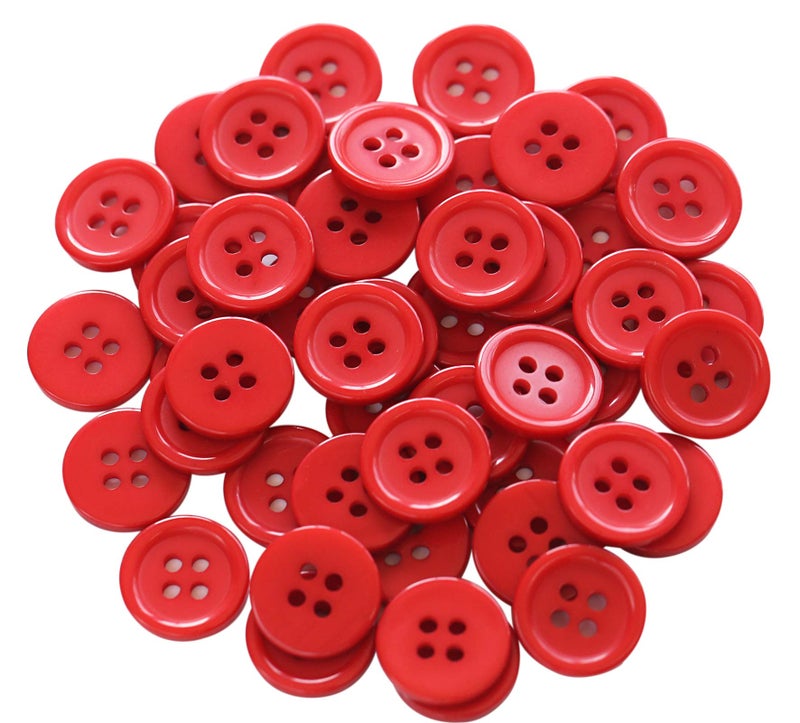 GANSSIA 5/8 Inch (15mm) Red Color Sewing Button Resin Buttons for DIY Craft Pack of 160 PCS - Image 1