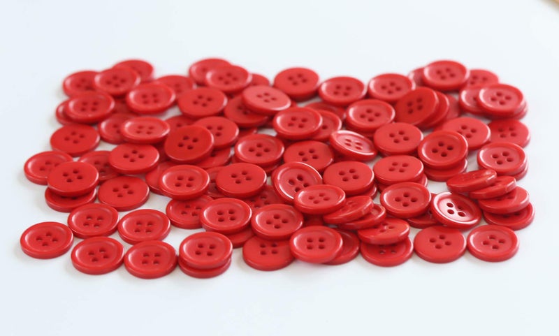 GANSSIA 5/8 Inch (15mm) Red Color Sewing Button Resin Buttons for DIY Craft Pack of 160 PCS - Image 4