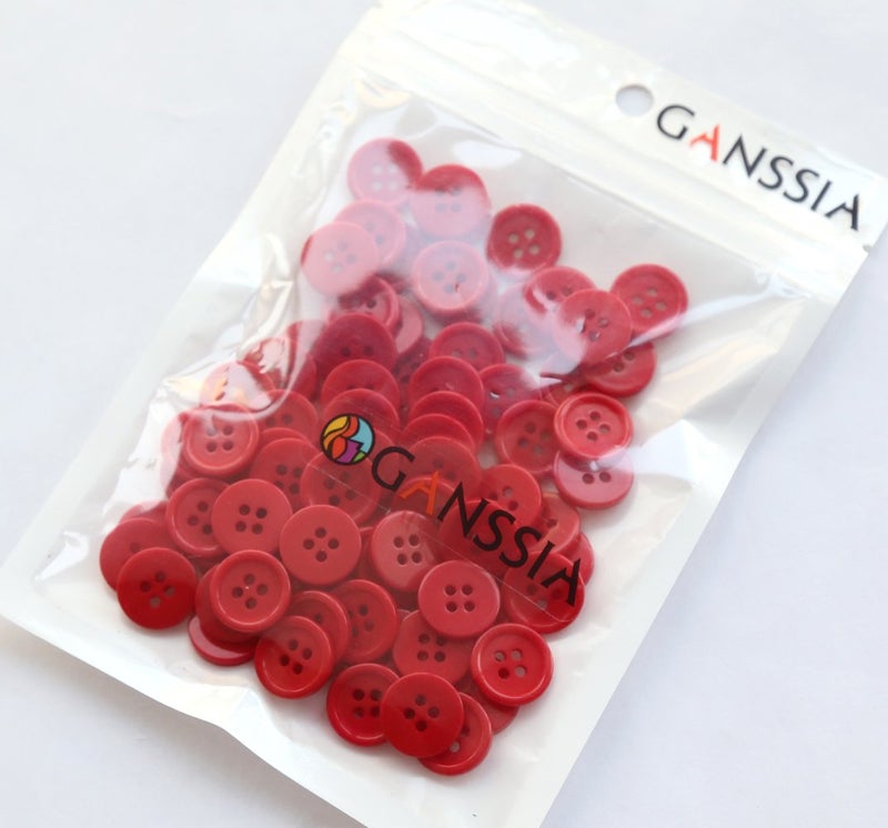 GANSSIA 5/8 Inch (15mm) Red Color Sewing Button Resin Buttons for DIY Craft Pack of 160 PCS - Image 5