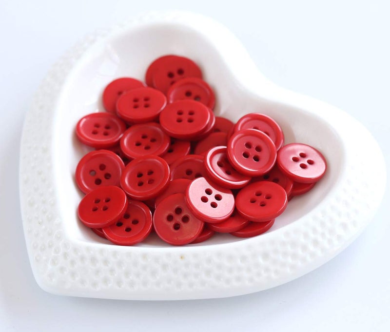 GANSSIA 5/8 Inch (15mm) Red Color Sewing Button Resin Buttons for DIY Craft Pack of 160 PCS - Image 3