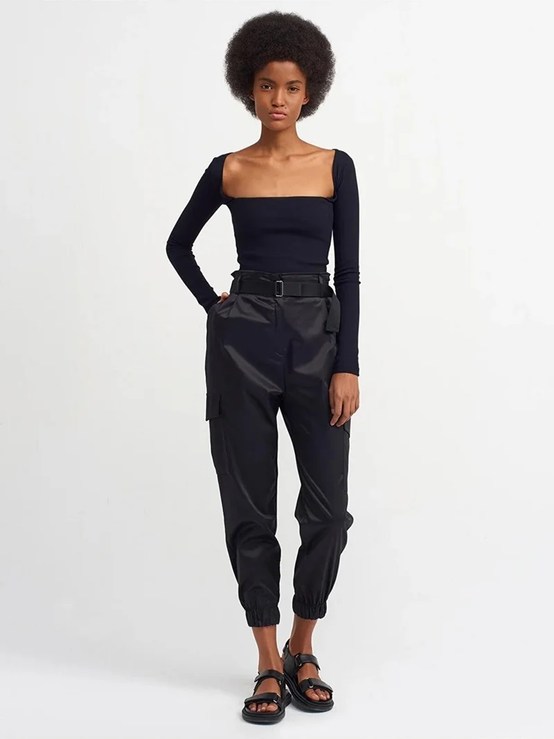 ديلفين Women's Ribbed Long Sleeve Top Blouse