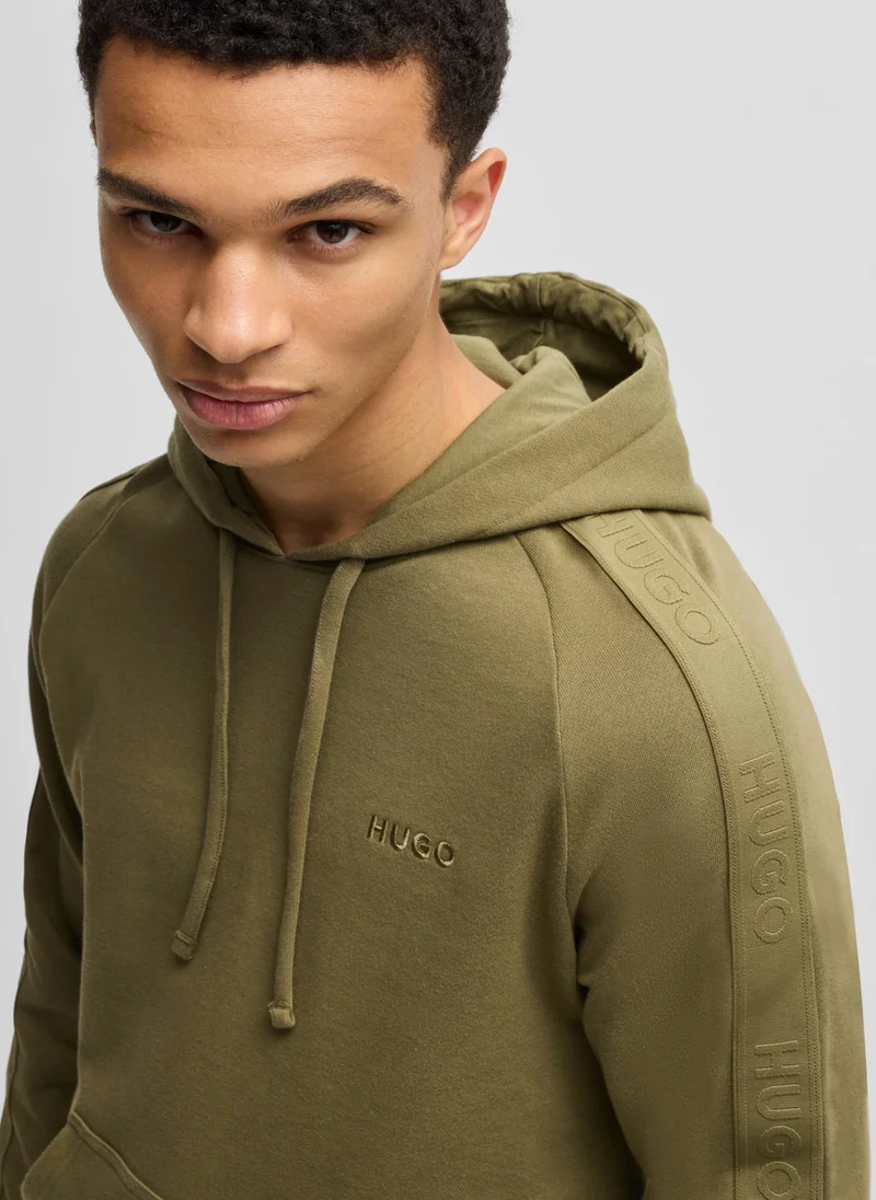 هوجو Cotton-terry hoodie with logo tape sleeves