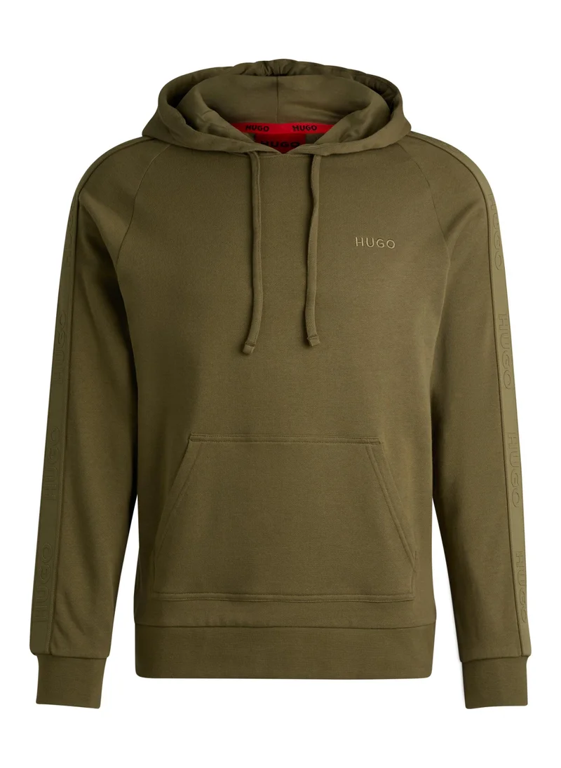 هوجو Cotton-terry hoodie with logo tape sleeves