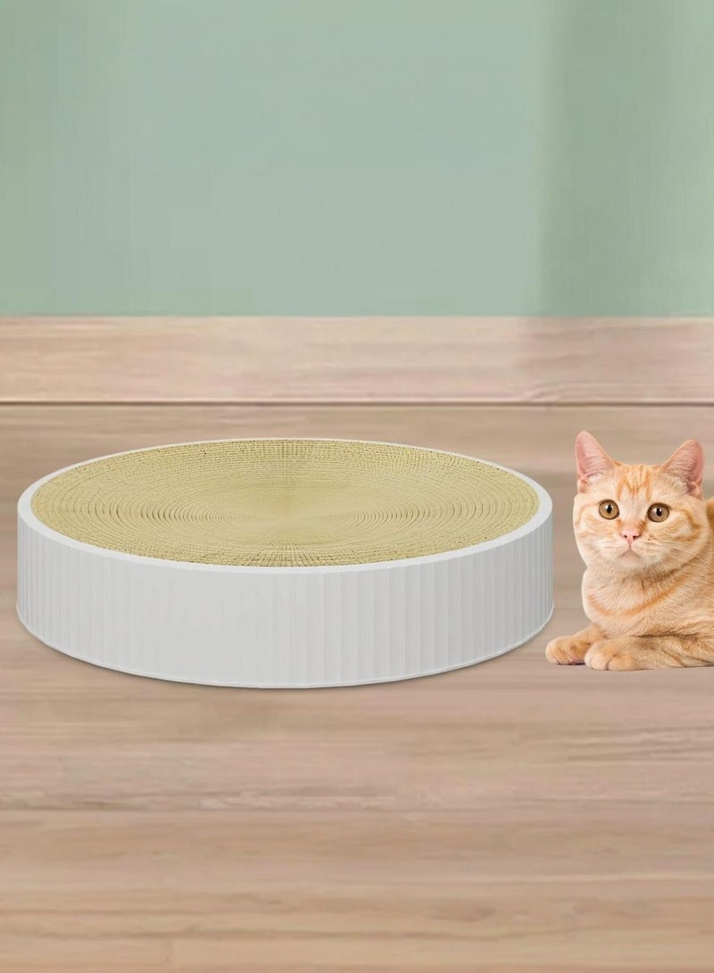 XiuWoo Round Cat Scratcher Board Cat Scratching Board Cat Cardboard Bed Pet Cats Sleeping Bed for Kitty, White  - Image 4