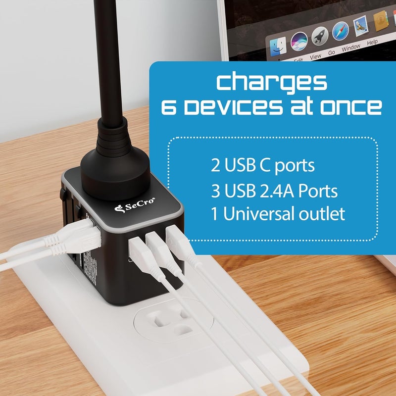 SeCro 6 in 1 Universal Charger Adapter 35W PD Fast Charger 10 Years Warranty International Travel Adapter with PD Type C 3 USB Ports Worldwide Travel Charger Support 150 Countries - Image 5