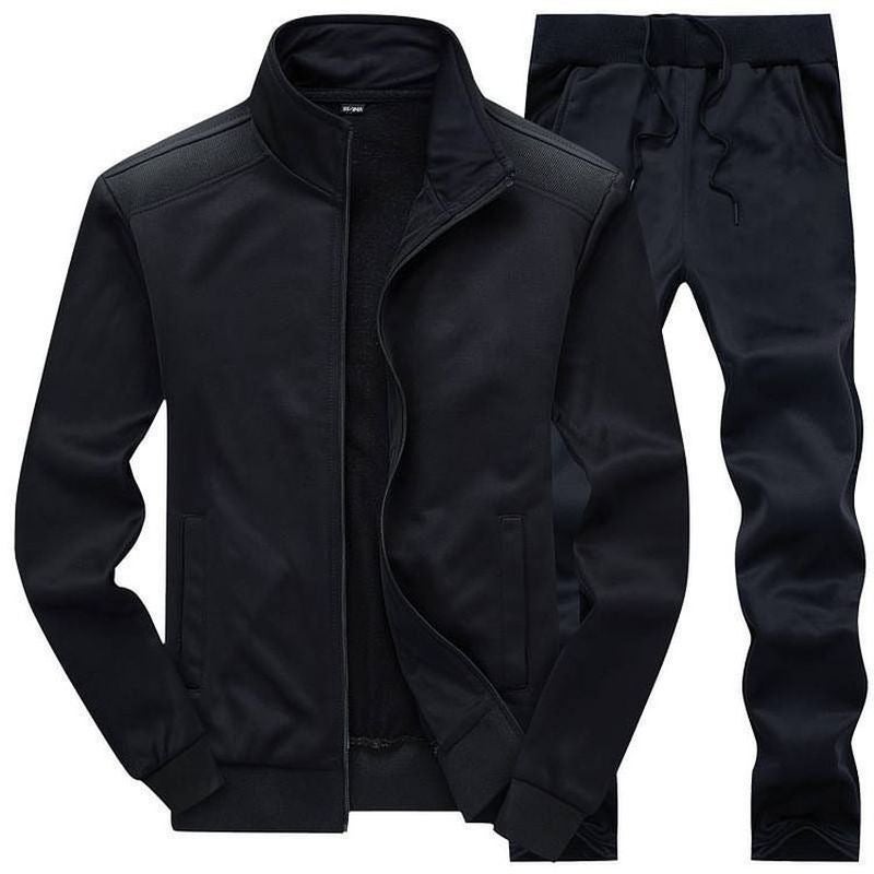 Mens Embroidered Sweatshirt Casual Sports Suit Spring Autumn Black - Image 2