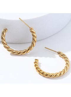 نيبمينينت European And American Stainless Steel Earrings Trend Multi-strand Twisted Titanium C- Shaped Set 