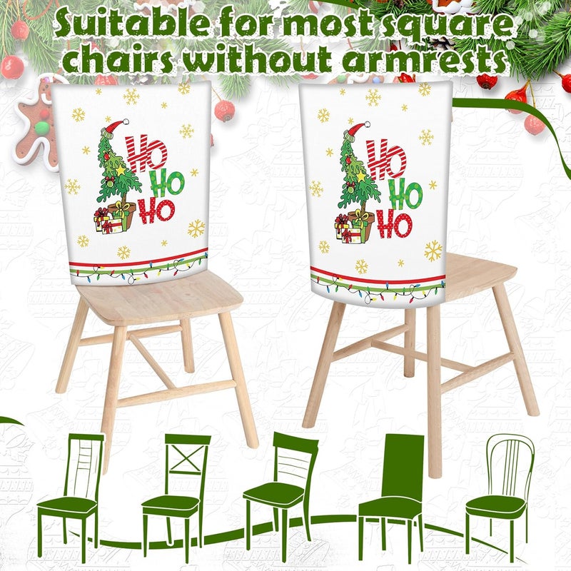 FuWeave 6 Pcs Lime Green Christmas Chair Covers Christmas Chair Back Covers Xmas Chair Protector Slipcovers Washable Winter Dining Room Seat Covers for Home Hotel Kitchen Decorations - Image 4