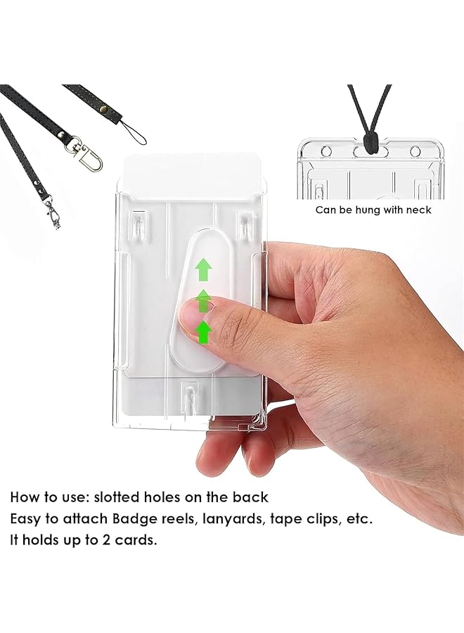 إيروريكس واقي بطاقات 5 قطع حامل بطاقات هوية شفاف مع فتحة إبهام سهلة الوصول حامل شارة من البلاستيك الصلب مع فتحات سلسلة واقي بطاقات الائتمان للبطاقات القياسية والبطاقات الرياضية العمودية - Image 4