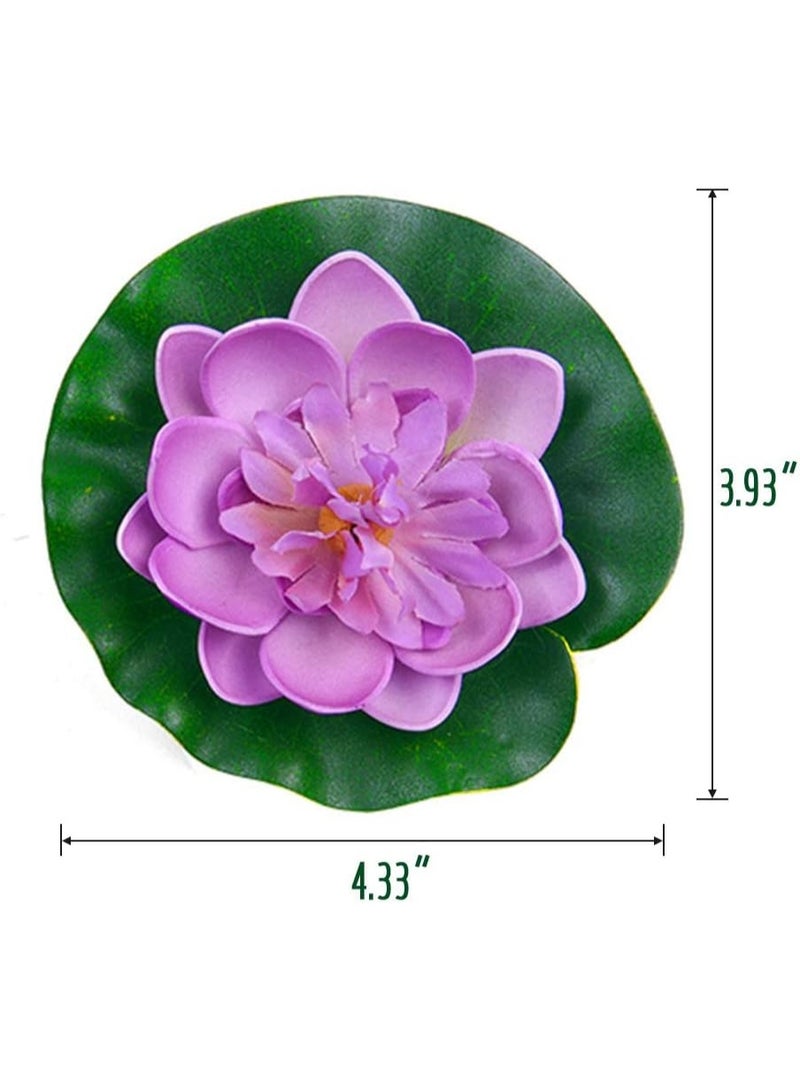 Happy Trees 12 Pcs Artificial Floating Foam Lotus Flower with Water Lily Pad, Lifelike Ornanment Home Garden Pond Decor Indian Decorations Return Gifts - Image 2