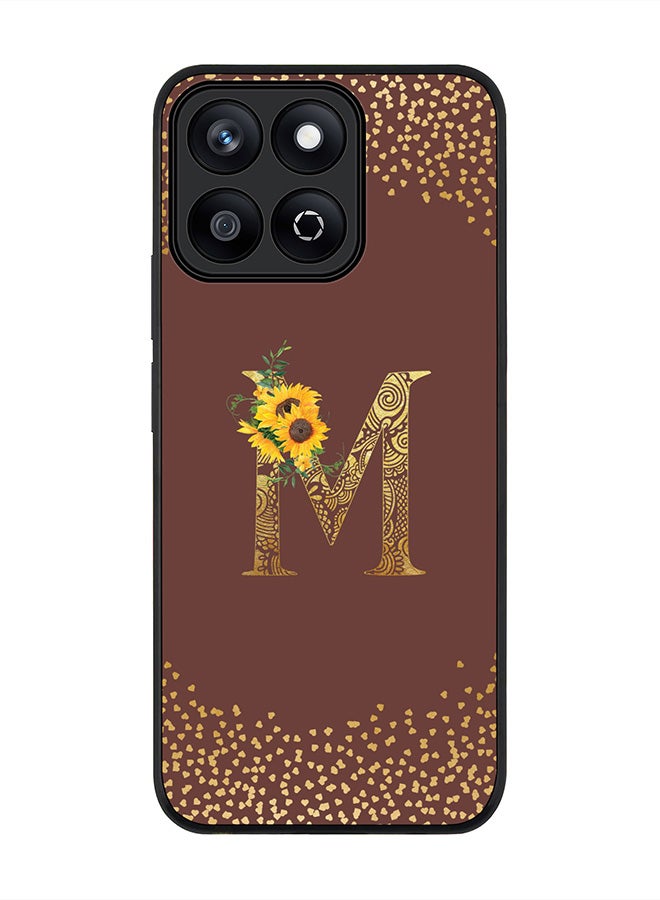 Stylizedd For Honor X7c 4G Case,Slim fit Camera Protection, Shockproof Thin Phone cover  - Custom Floral Monogram - M  (Brown )  - Image 1