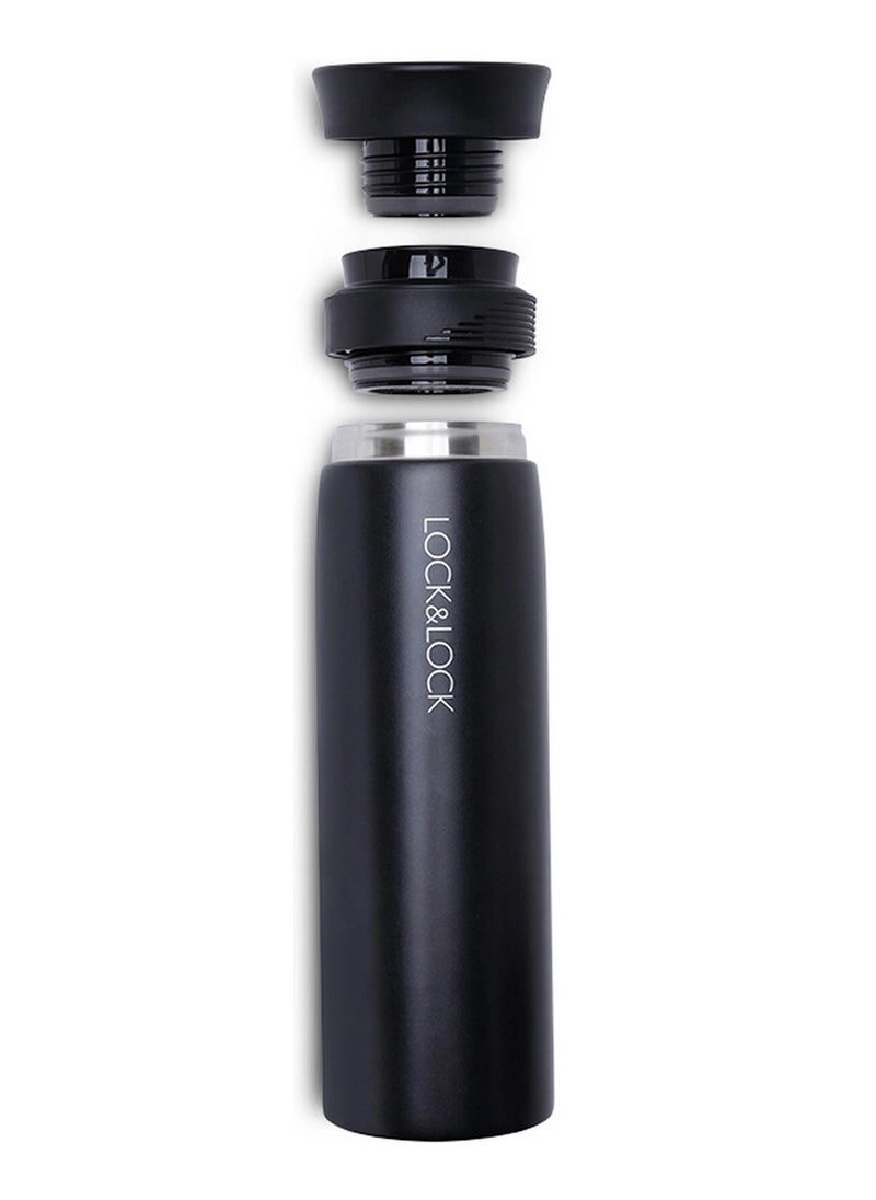 LOCK & LOCK LocknLock 400ml Stainless Steel Tumbler with Double-Vacuum Insulation - Portable, Ergonomic Travel Mug for Hot and Cold Beverages - Black  - Image 2
