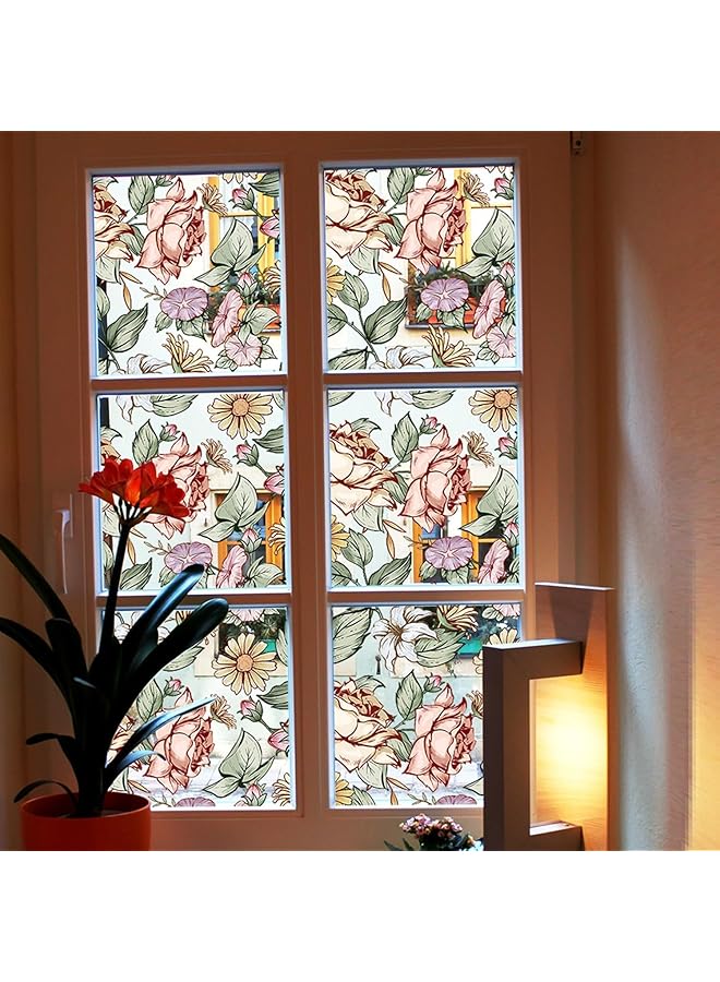 erorex Window Privacy Film Stained Glass Window Clings Decorative Window Tinting Film For Home Anti Uv Glass Window Film Stained Glass Window Film For Home Window 17.7 X39.5 Inches - Image 3