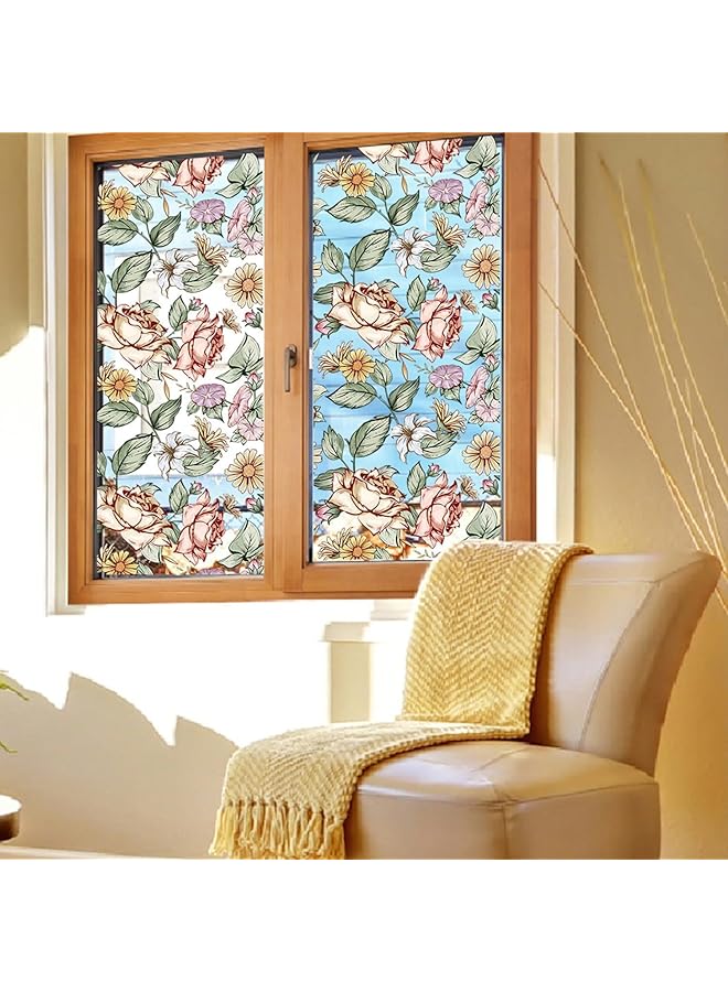 erorex Window Privacy Film Stained Glass Window Clings Decorative Window Tinting Film For Home Anti Uv Glass Window Film Stained Glass Window Film For Home Window 17.7 X39.5 Inches - Image 4